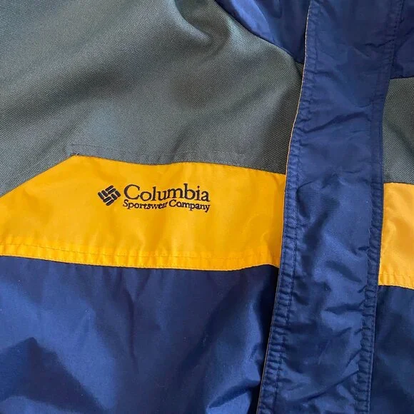 COLUMBIA 'BUGABOO' JACKET NAVY GREEN YELLOW SIZE LARGE PREOWNED - Picture 4 of 16